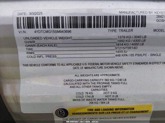 Keystone Rv Coleman 2025 4YDTCMG15SM943696 Image 9