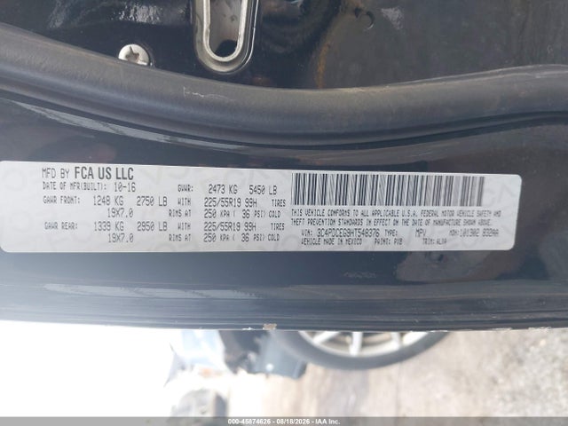 Aukcja sprzedaży 2017 Dodge Journey Gt, vin: 3C4PDCEG9HT548376, numer aukcji: 45874626