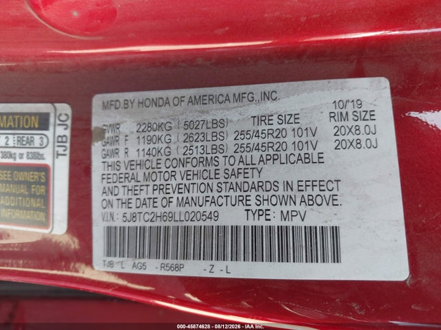 Acura Rdx A-spec Package 2020 5J8TC2H69LL020549 Image 9