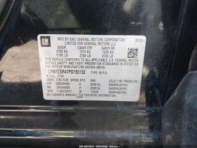 45874633 :رقم المزاد ، LRBFZSR47PD155132 vin ، 2023 Buick Envision Avenir Awd مزاد بيع