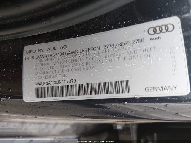 Продаж на аукціоні авто 2018 Audi A6 3.0t Premium/3.0t Sport, vin: WAUF3AFC0JN107379, номер лоту: 45874704