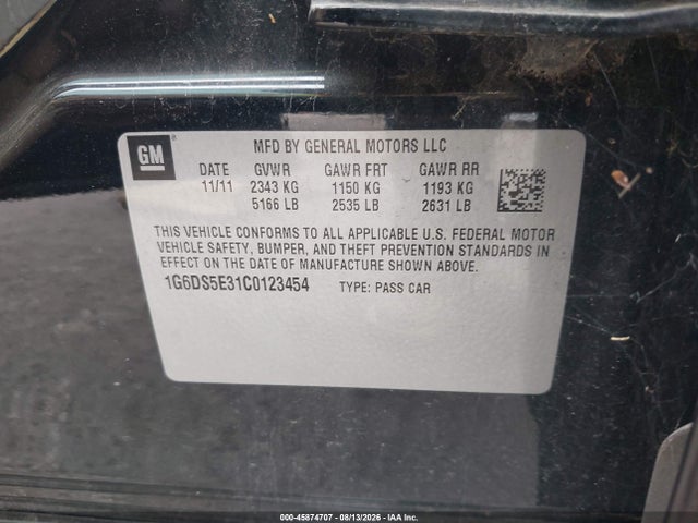 45874707 :رقم المزاد ، 1G6DS5E31C0123454 vin ، 2012 Cadillac Cts Premium مزاد بيع