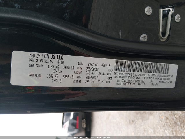 2020 Jeep Compass Latitude 4x4 მანქანა იყიდება აუქციონზე, vin: 3C4NJDBBXLT105127, აუქციონის ნომერი: 45874723