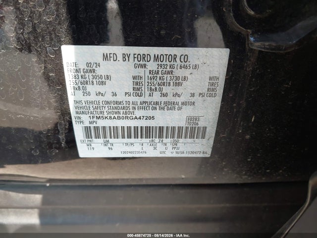 1FM5K8AB0RGA47205 Ford Police Interceptor Utility