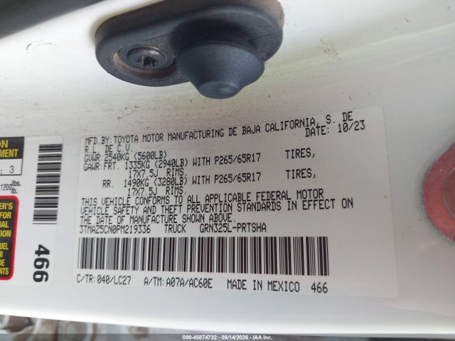 3TMAZ5CN0PM219336 Toyota Tacoma Trd Sport