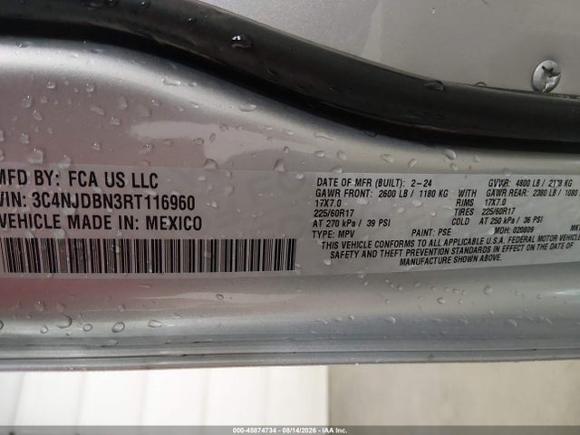 Продажа на аукционе авто 2024 Jeep Compass Latitude 4x4, vin: 3C4NJDBN3RT116960, номер лота: 45874734