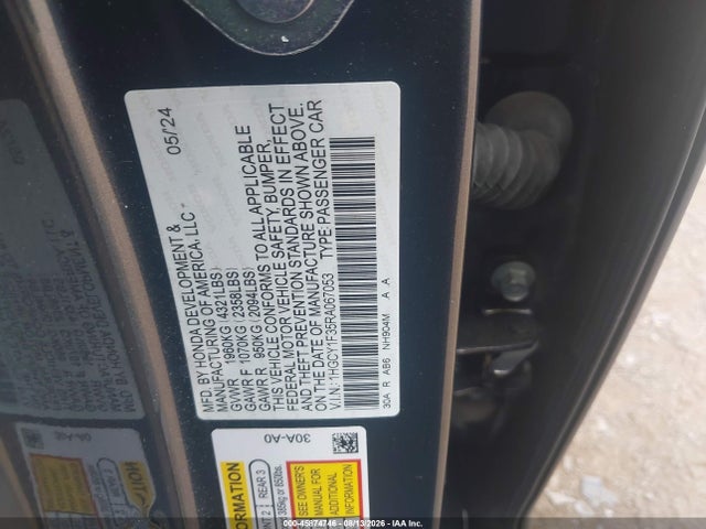 Honda ACCORD EX 2024 1HGCY1F35RA067053 Image 9