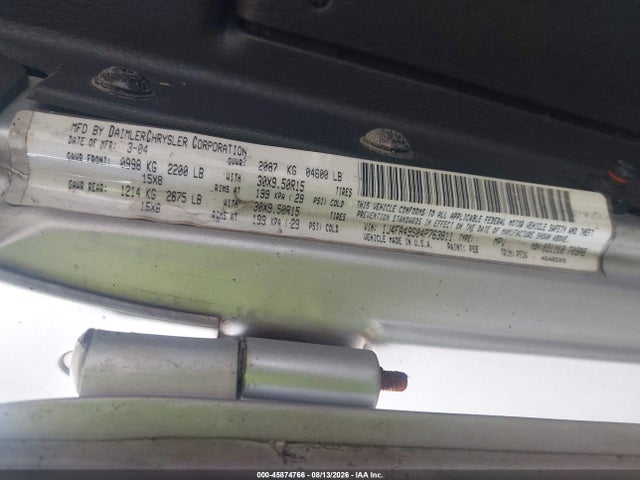 45874766 :رقم المزاد ، 1J4FA49S04P763811 vin ، 2004 Jeep Wrangler Unlimited مزاد بيع