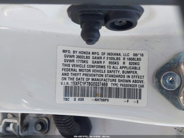 Продаж на аукціоні авто 2016 Honda Civic Ex-l, vin: 19XFC1F78GE037469, номер лоту: 45874792