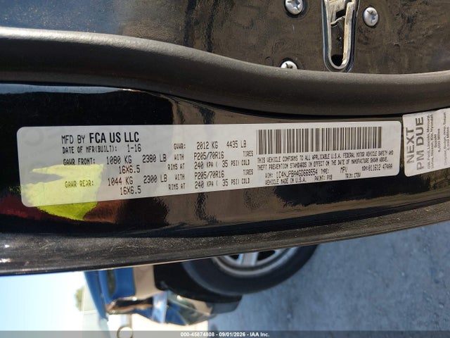 2016 Jeep Patriot Sport მანქანა იყიდება აუქციონზე, vin: 1C4NJPBA4GD669554, აუქციონის ნომერი: 45874808