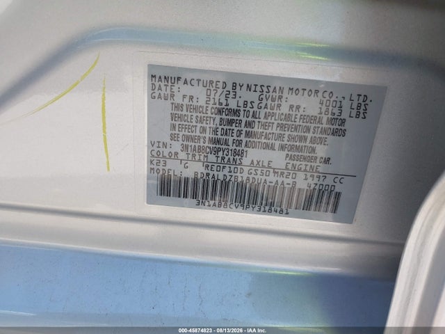 Aukcja sprzedaży 2023 Nissan Sentra Sv Xtronic Cvt, vin: 3N1AB8CV9PY318481, numer aukcji: 45874823