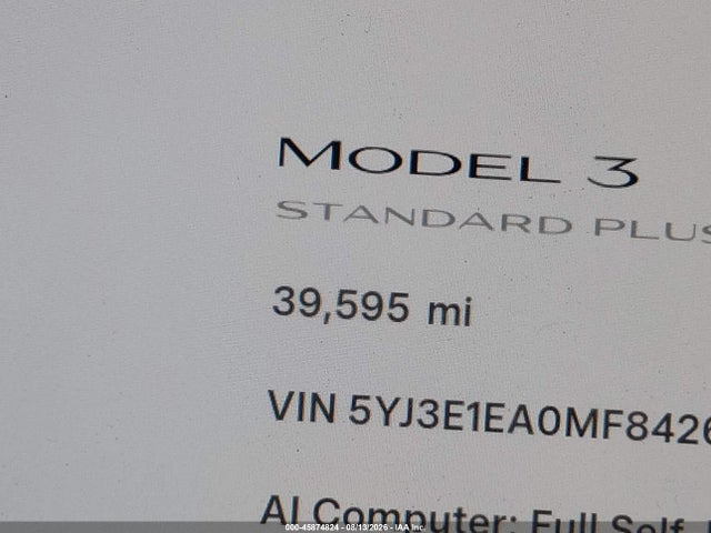 Tesla Model 3 Standard Range Plus Rear-wheel Drive 2021 5YJ3E1EA0MF842687 Image 15