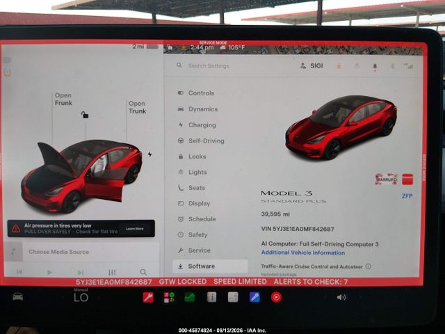 Tesla Model 3 Standard Range Plus Rear-wheel Drive 2021 5YJ3E1EA0MF842687 Image 7