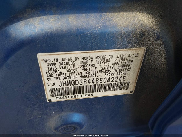 Продажа на аукционе авто 2008 Honda Fit, vin: JHMGD38448S042245, номер лота: 45874825