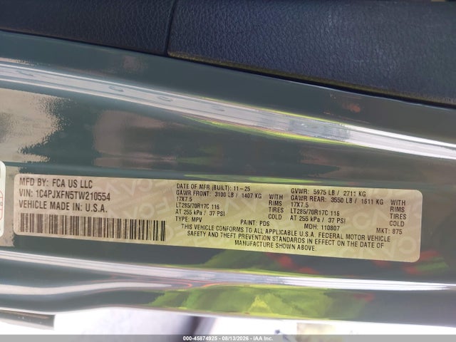 Продаж на аукціоні авто 2026 Jeep Wrangler Rubicon 4x4, vin: 1C4PJXFN5TW210554, номер лоту: 45874925