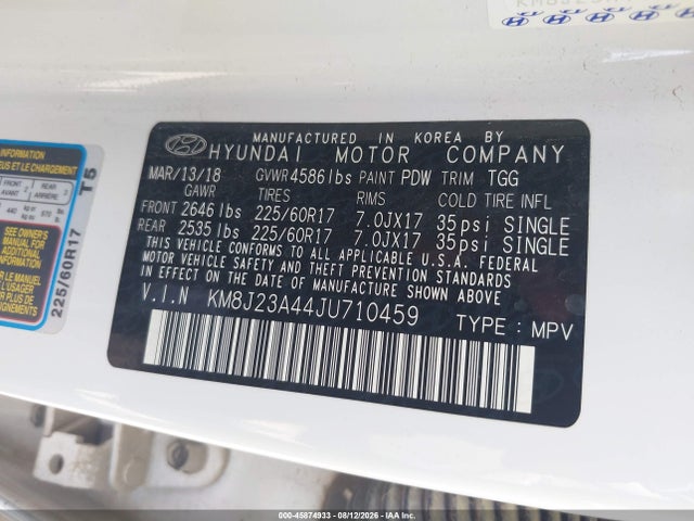 Hyundai TUCSON SE 2018 KM8J23A44JU710459 Image 9