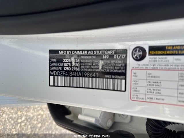 Продаж на аукціоні авто 2017 Mercedes-benz E 300, vin: WDDZF4JB4HA198641, номер лоту: 45874939