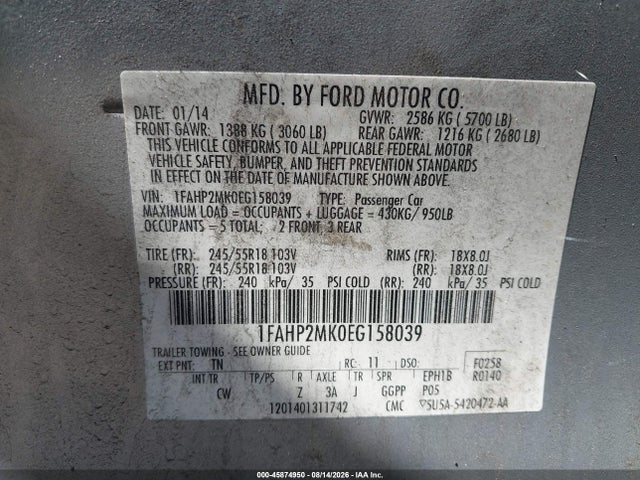 Ford Police Interceptor 2014 1FAHP2MK0EG158039 Image 9