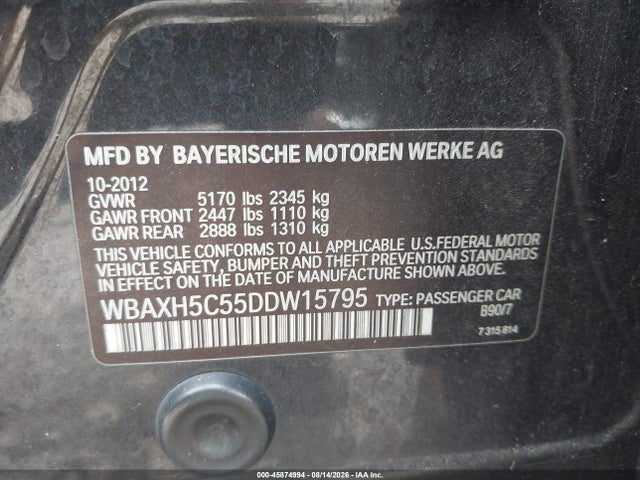 Продаж на аукціоні авто 2013 Bmw 528i Xdrive, vin: WBAXH5C55DDW15795, номер лоту: 45874994
