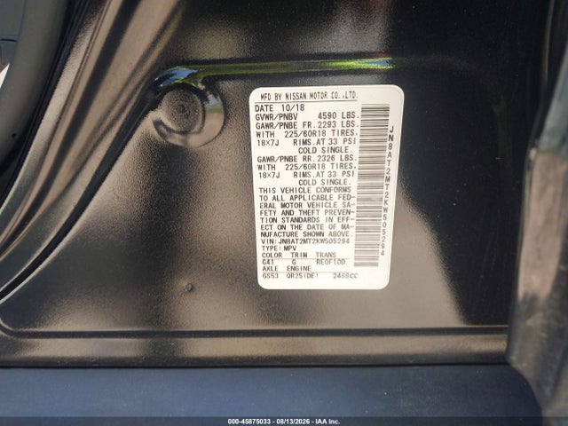Nissan ROGUE SV 2019 JN8AT2MT2KW505294 Image 9