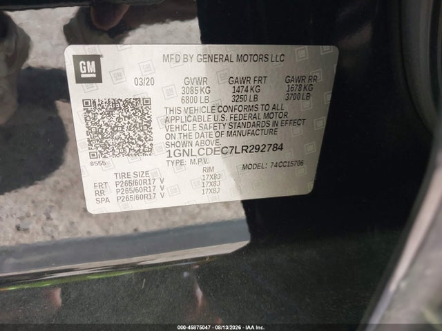 Продажа на аукционе авто 2020 Chevrolet Tahoe 2wd Commercial Fleet, vin: 1GNLCDEC7LR292784, номер лота: 45875047