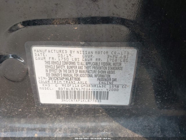 Nissan Versa 1.6 Sv 2019 3N1CN7AP1KL877835 Image 9