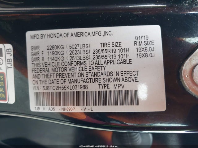 5J8TC2H55KL031988 Acura Rdx Technology Package