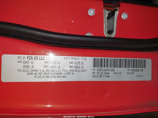 Продаж на аукціоні авто 2016 Dodge Charger Sxt, vin: 2C3CDXJG5GH313352, номер лоту: 45875140
