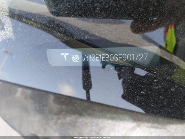 2025 Tesla Model 3 Long Range All-wheel Drive მანქანა იყიდება აუქციონზე, vin: 5YJ3E1EB0SF901727, აუქციონის ნომერი: 45875182