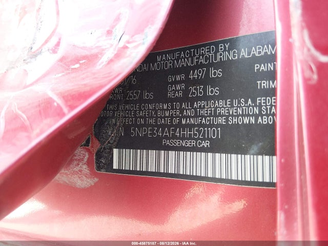 Hyundai Sonata Sport 2017 5NPE34AF4HH521101 Image 9