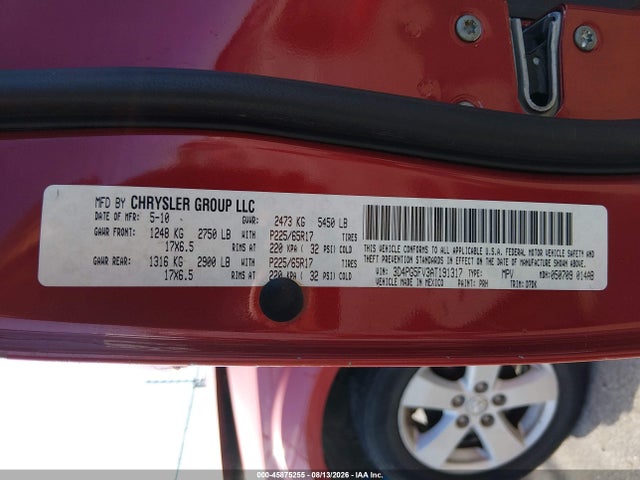 2010 Dodge Journey Sxt მანქანა იყიდება აუქციონზე, vin: 3D4PG5FV3AT191317, აუქციონის ნომერი: 45875255
