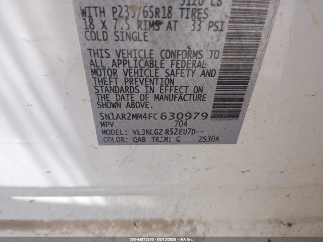 Nissan Pathfinder Sl 2015 5N1AR2MM4FC630979 Image 9
