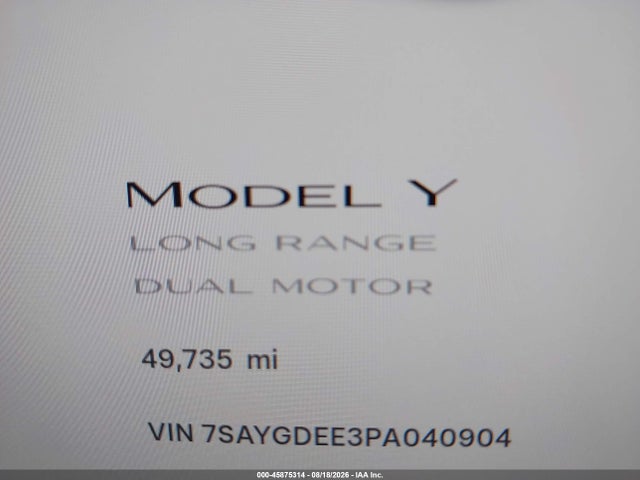 Aukcja sprzedaży 2023 Tesla Model Y Awd/long Range Dual Motor All-wheel Drive, vin: 7SAYGDEE3PA040904, numer aukcji: 45875314