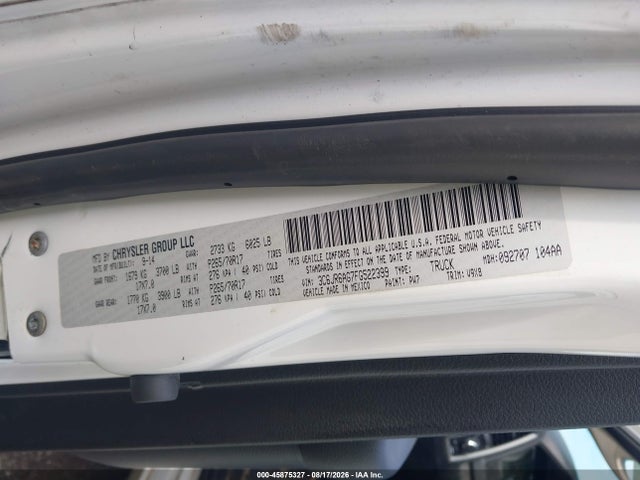 Продажа на аукционе авто 2015 Ram 1500 Tradesman, vin: 3C6JR6AG7FG522399, номер лота: 45875327