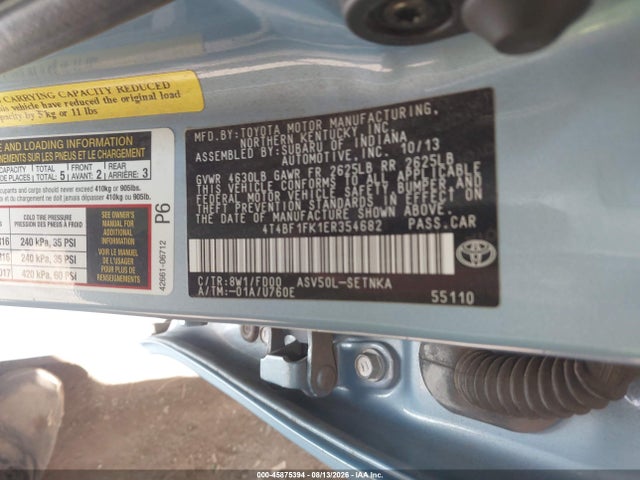 Продажа на аукционе авто 2014 Toyota Camry Le, vin: 4T4BF1FK1ER354682, номер лота: 45875394