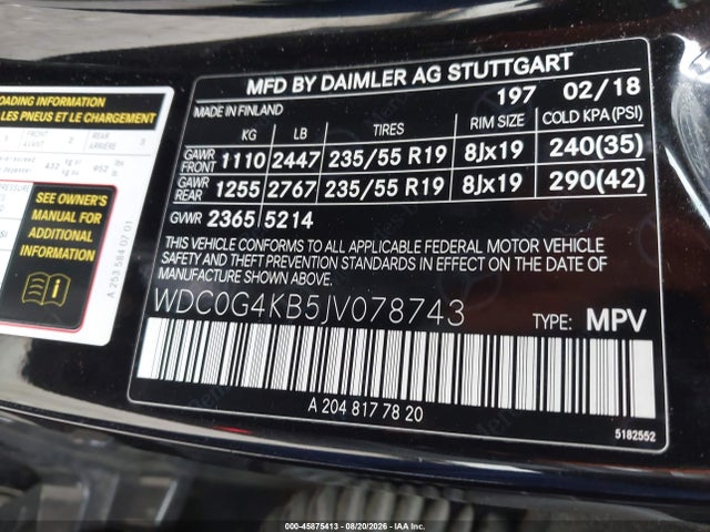 Продажа на аукционе авто 2018 Mercedes-benz Glc 300 4matic, vin: WDC0G4KB5JV078743, номер лота: 45875413