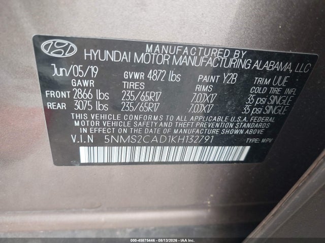 Hyundai Santa Fe Se 2019 5NMS2CAD1KH132791 Image 9