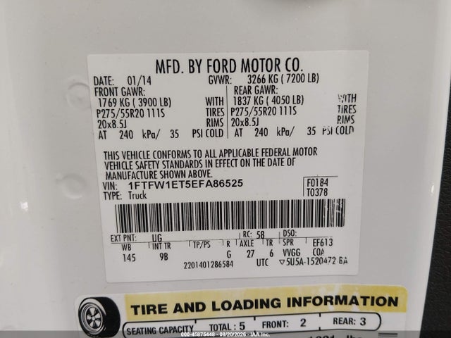 Ford F-150 Platinum 2014 1FTFW1ET5EFA86525 Image 9