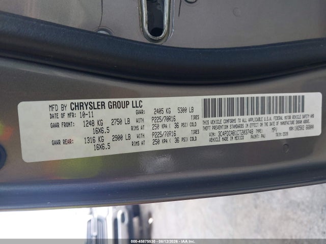 2012 Dodge Journey Se/avp მანქანა იყიდება აუქციონზე, vin: 3C4PDCAB1CT203748, აუქციონის ნომერი: 45875530