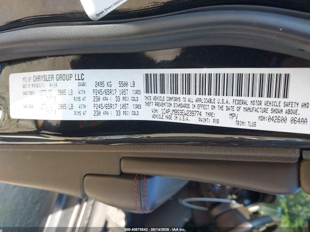 2014 Jeep Cherokee Trailhawk მანქანა იყიდება აუქციონზე, vin: 1C4PJMBS3EW239774, აუქციონის ნომერი: 45875542