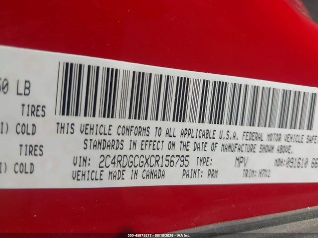 Продаж на аукціоні авто 2012 Dodge Grand Caravan Sxt, vin: 2C4RDGCGXCR156795, номер лоту: 45875577