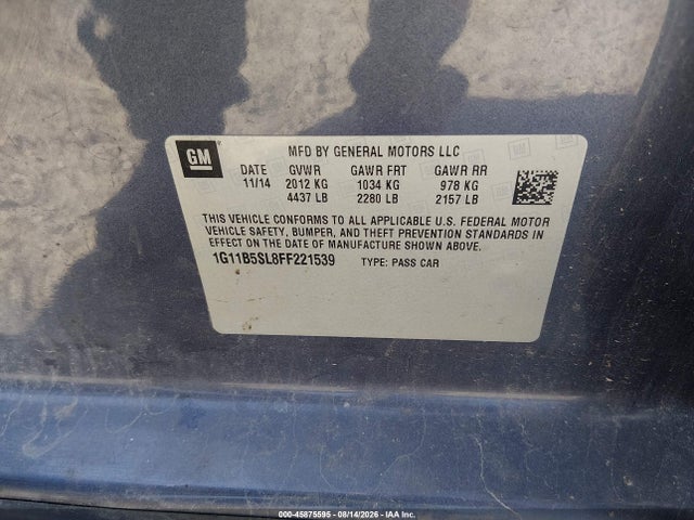 Chevrolet MALIBU LS 2015 1G11B5SL8FF221539 Image 9
