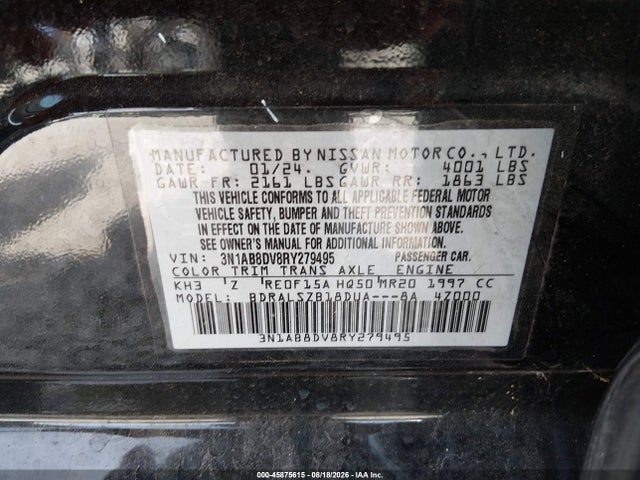 Продажа на аукционе авто 2024 Nissan Sentra Sr Xtronic Cvt, vin: 3N1AB8DV8RY279495, номер лота: 45875615