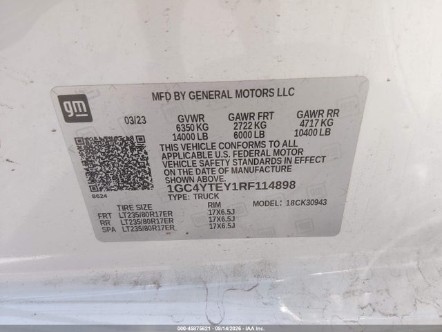 2024 Chevrolet Silverado 3500hd 4wd  Long Bed Lt მანქანა იყიდება აუქციონზე, vin: 1GC4YTEY1RF114898, აუქციონის ნომერი: 45875621