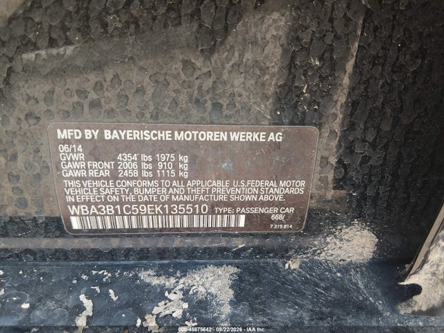 Aukcja sprzedaży 2014 Bmw 320i, vin: WBA3B1C59EK135510, numer aukcji: 45875642