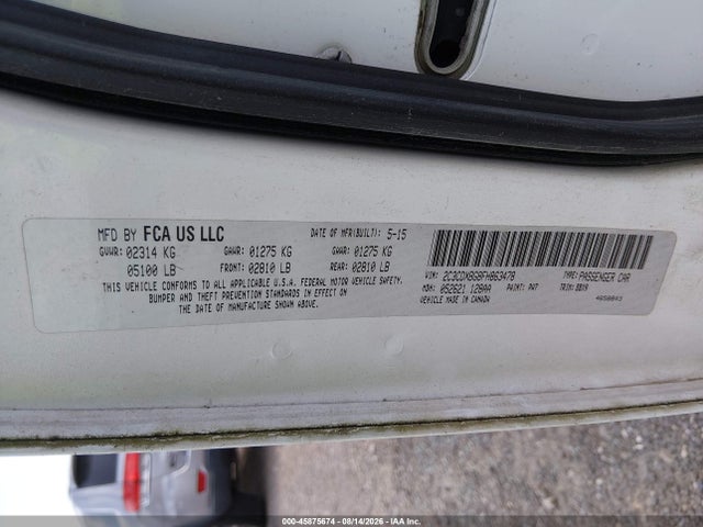 45875674 :رقم المزاد ، 2C3CDXBG8FH863478 vin ، 2015 Dodge Charger Se مزاد بيع