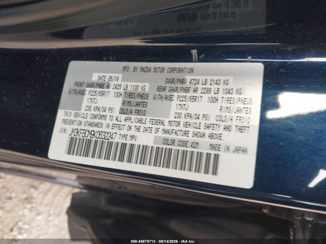 Aukcja sprzedaży 2019 Mazda Cx-5 Touring, vin: JM3KFBCM9K0632247, numer aukcji: 45875712