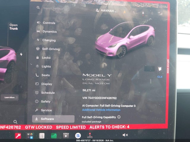 2022 Tesla Model Y Long Range Dual Motor All-wheel Drive მანქანა იყიდება აუქციონზე, vin: 7SAYGDEE0NF426762, აუქციონის ნომერი: 45875727