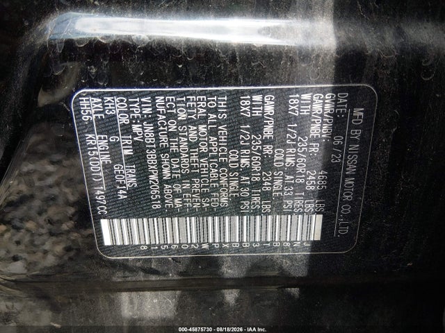 Продажа на аукционе авто 2023 Nissan Rogue Sv Intelligent Awd, vin: JN8BT3BBXPW206518, номер лота: 45875730