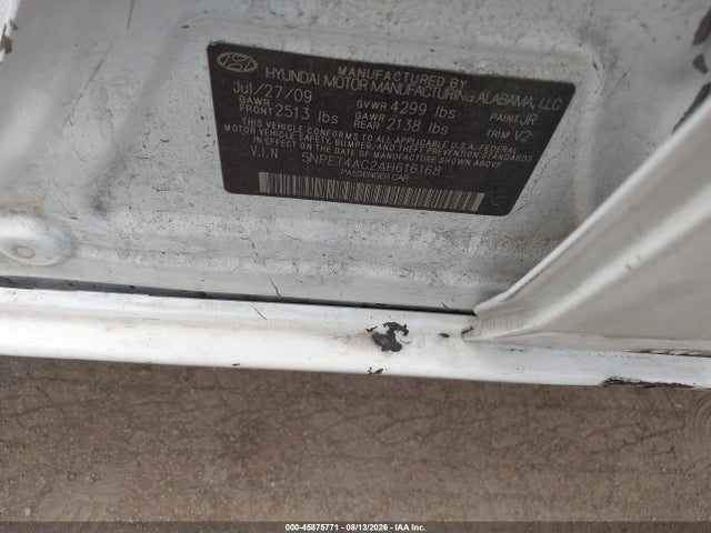 Продажа на аукционе авто 2010 Hyundai Sonata Gls, vin: 5NPET4AC2AH616168, номер лота: 45875771